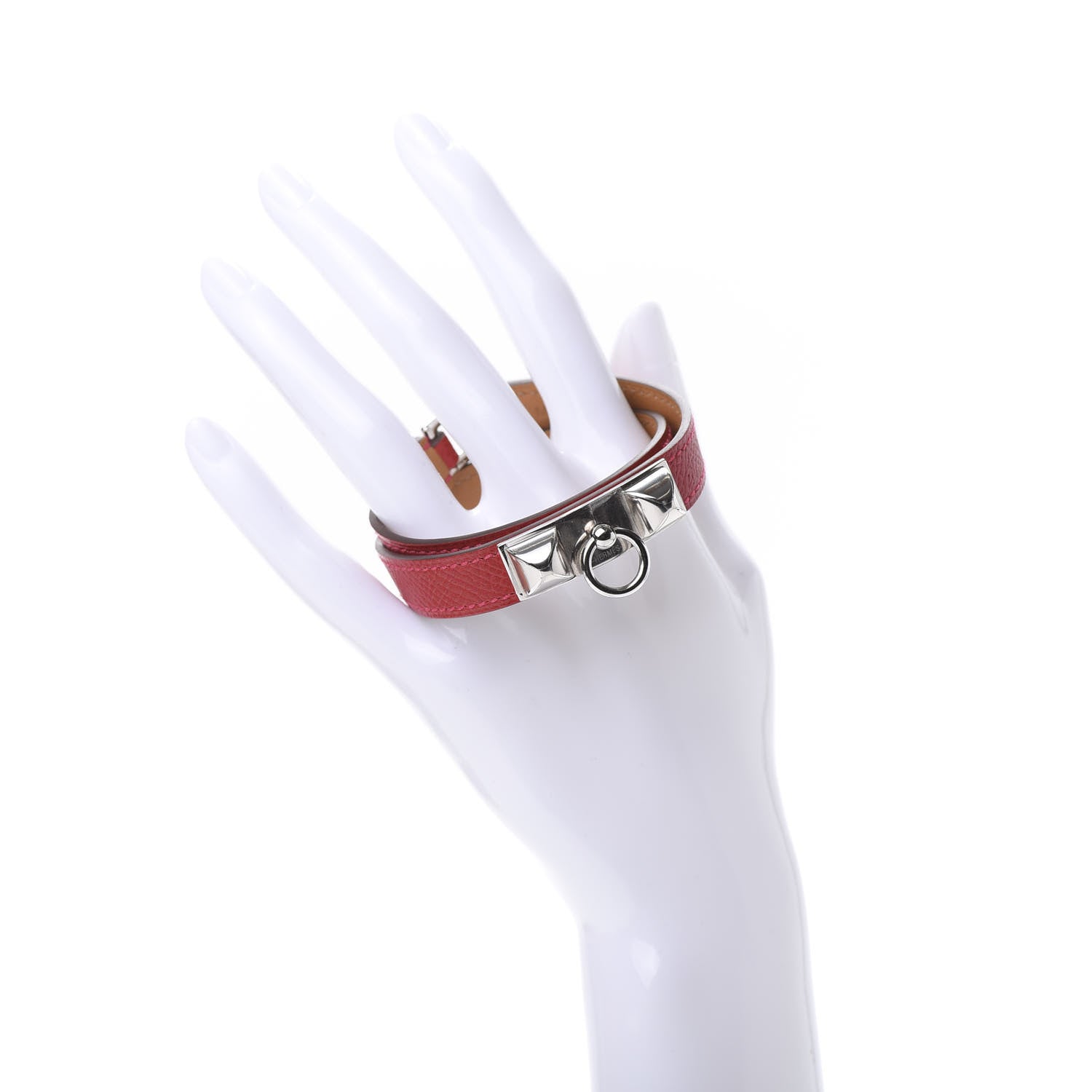 Hermes Epsom Rivale Double Tour Bracelet M Rouge Casaque 2 of 7