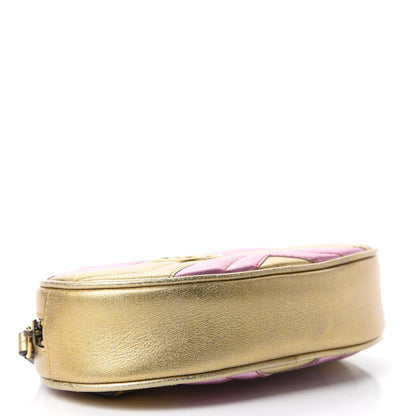 Gucci Metallic Nappa Matelasse Heart GG Marmont Belt Bag 95 38 Oro Vecchio Rosa 4 of 12