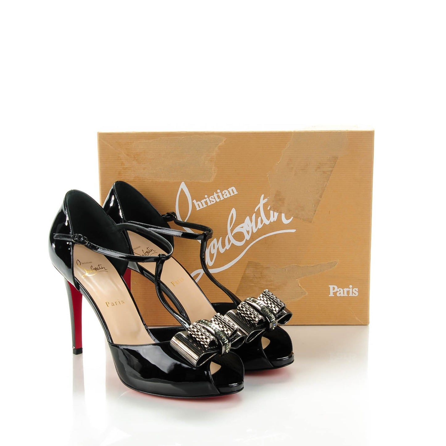 Patent Bow Senora 100 Sandals 40.5 Black