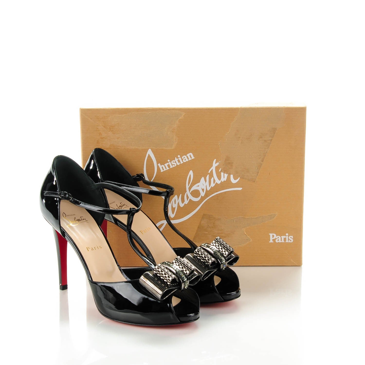 Christian Louboutin Patent Bow Senora 100 Sandals 40.5 Black 7 of 7