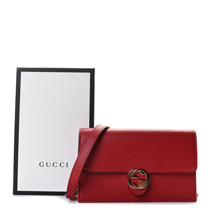 Gucci Dollar Calfskin Interlocking G Chain Wallet Red 9 of 9