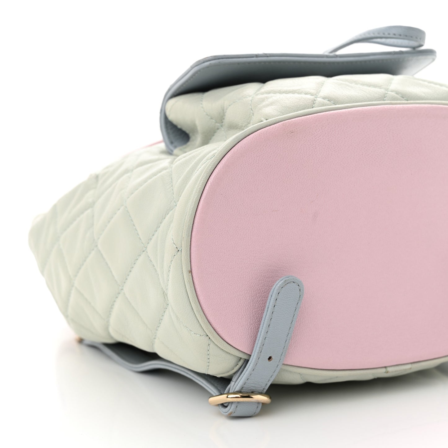 Goatskin Quilted Duma Drawstring Backpack Green Blue Pink