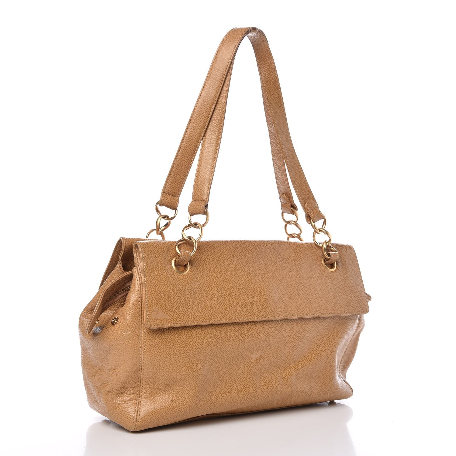 Chanel Caviar Flap Shoulder Bag Beige 3 of 9