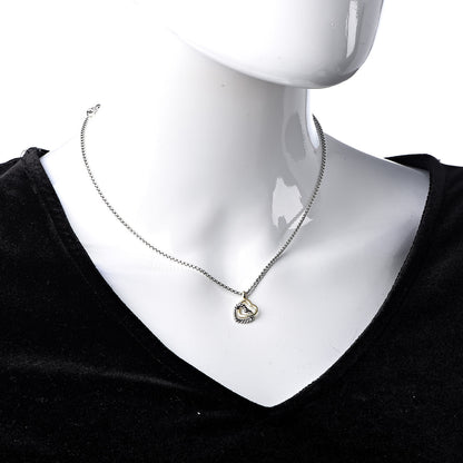 David Yurman Sterling Silver 18K Yellow Gold Cable Collectibles Interlocking Heart Pendant Necklace 2 of 6