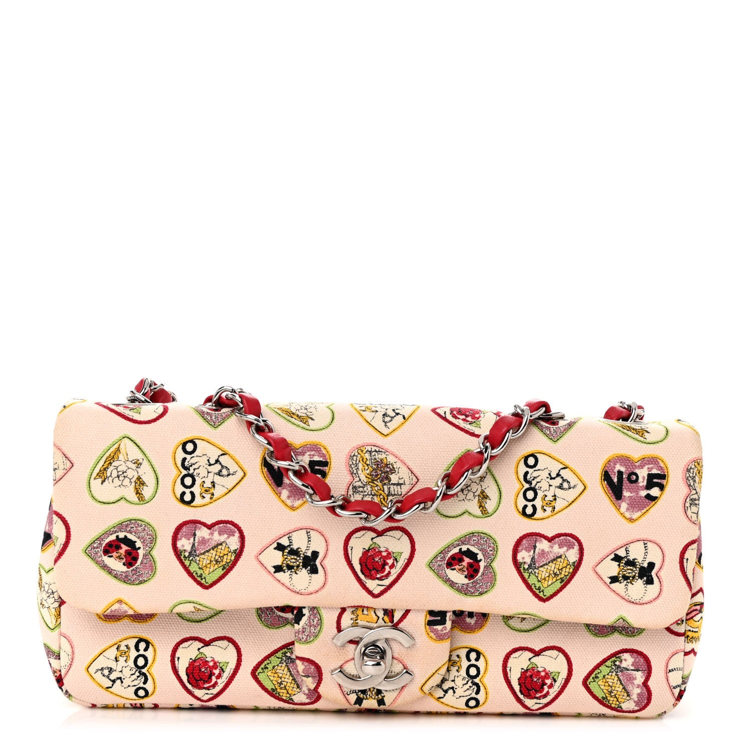 Chanel Canvas Coco Hearts Small Flap Bag Pink 1 of 12
