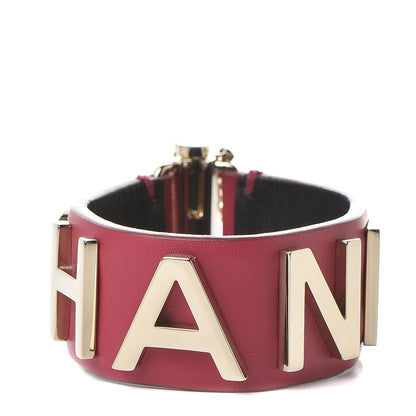 Chanel Calfskin Logo Cuff Bracelet S Pink Gold 1 of 6