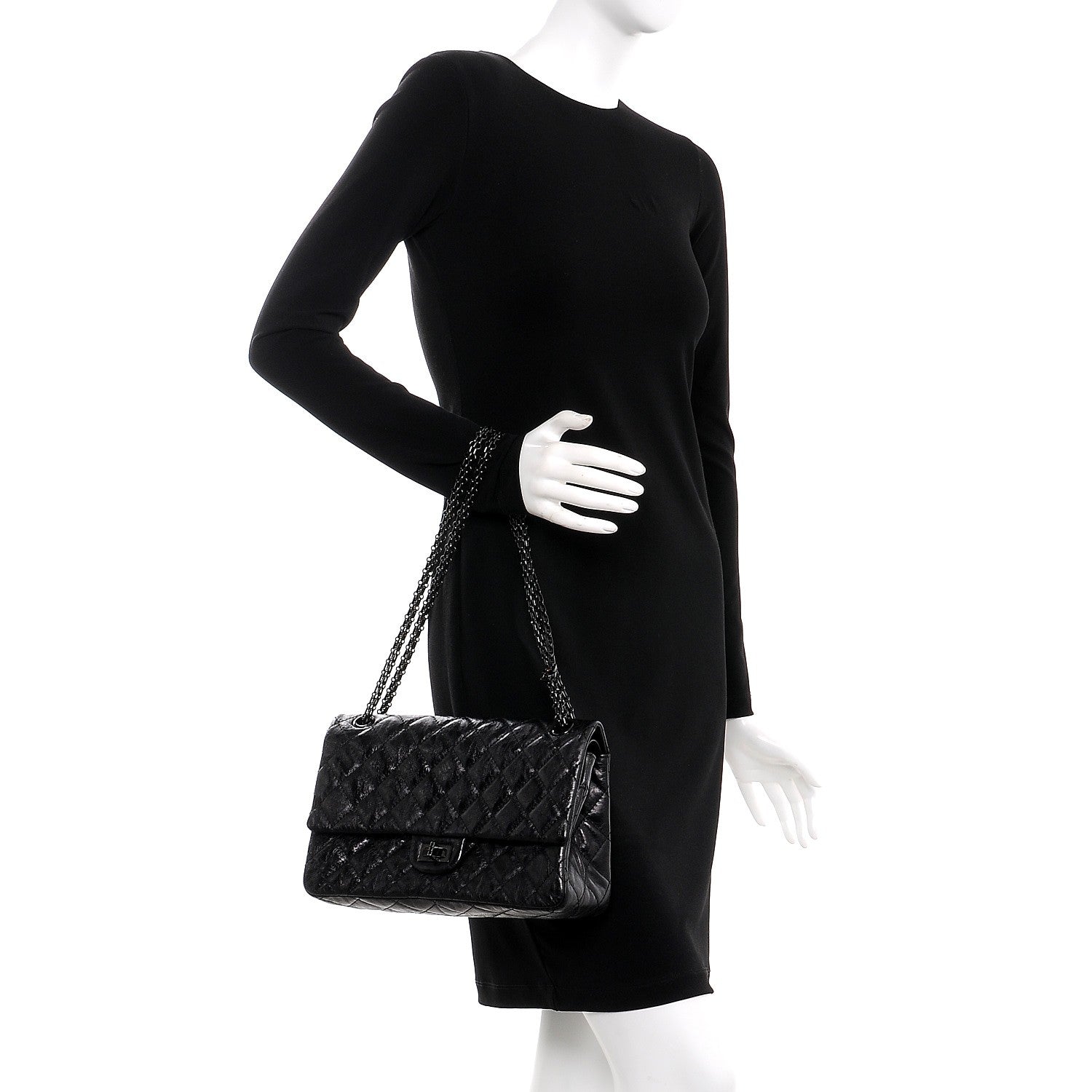 Chanel Metallic Aged Calfskin 2.55 Reissue 226 Flap So Black 3 of 9