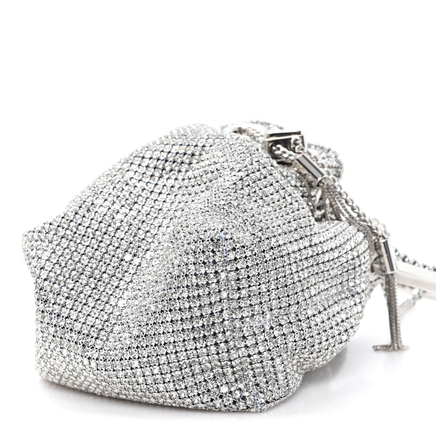 Jimmy Choo Satin Crystal Embellished Micro Bon Bon Bag Silver 10 of 10