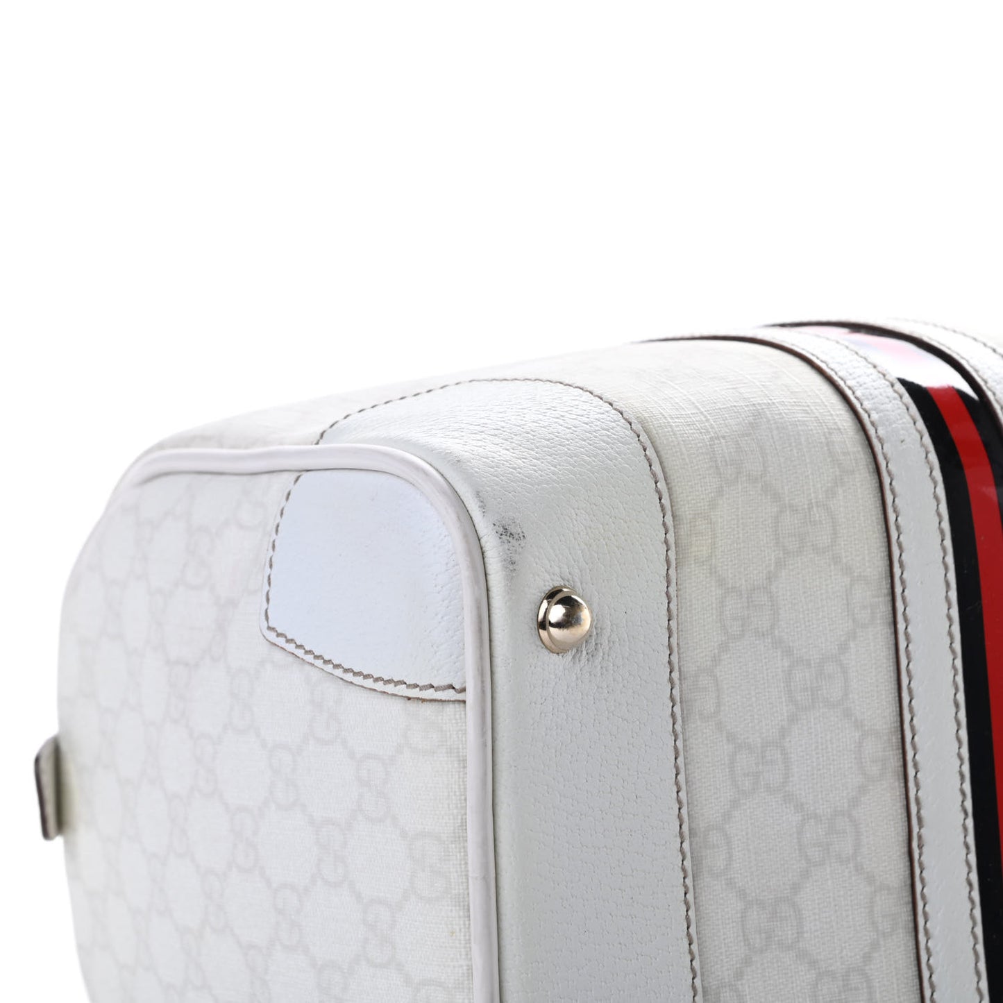 GG Plus Monogram Web Large Carry On Duffle Bag White