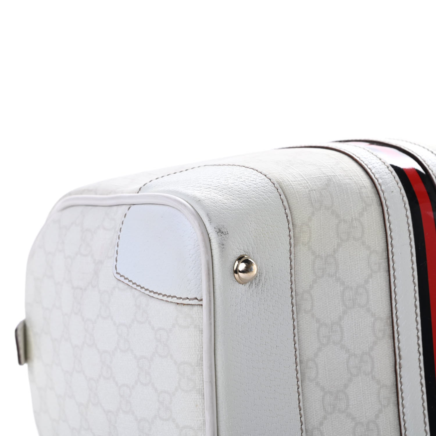 Gucci GG Plus Monogram Web Large Carry On Duffle Bag White 9 of 18