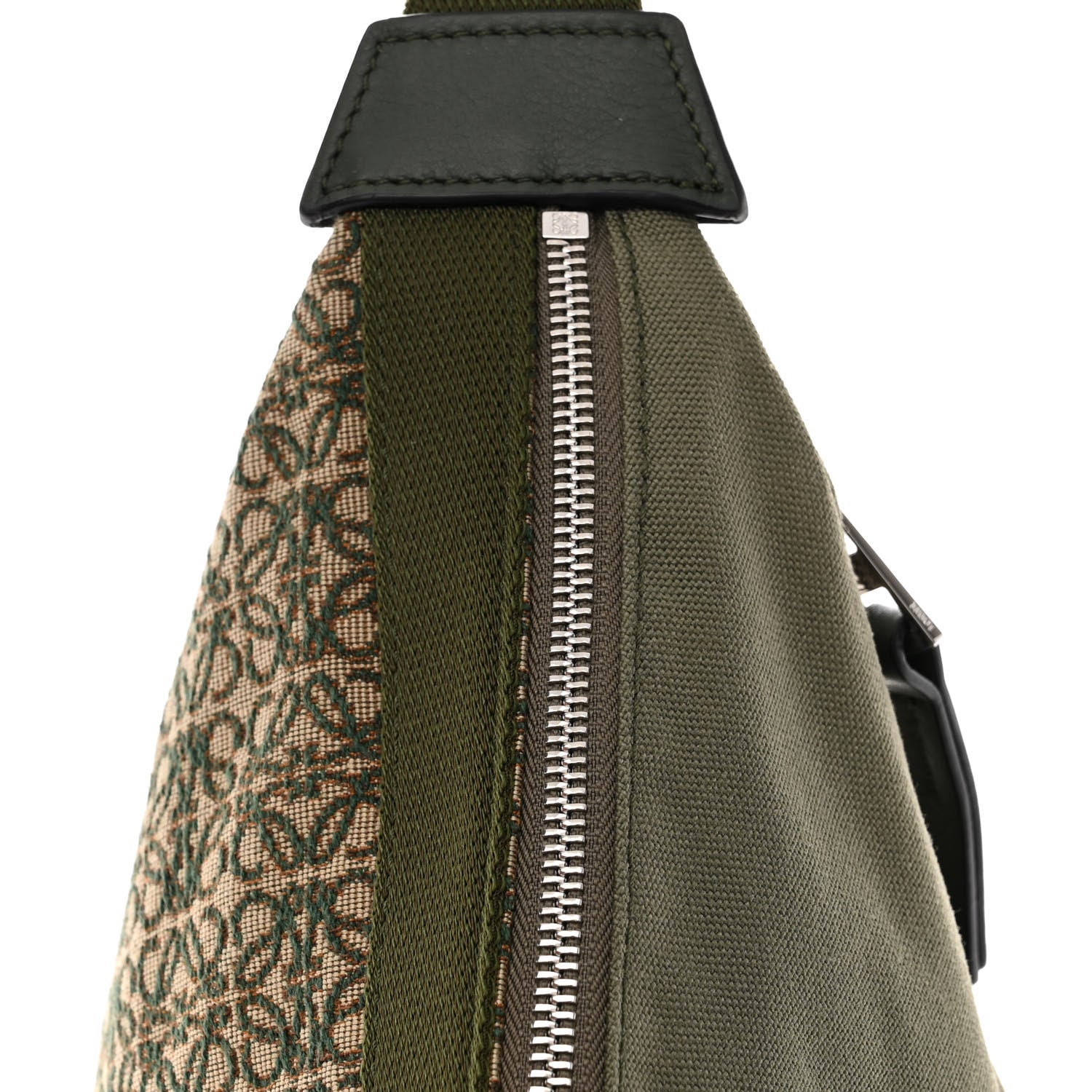 Loewe Jacquard Anagram Calfskin Anton Sling Avocado Green 8 of 10