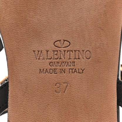 Valentino Garavani Calfskin Rockstud Rolling Ankle Wrap Flat Thong Sandals 37 Black 8 of 10