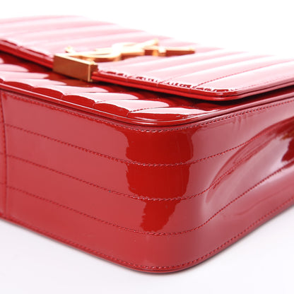 Saint Laurent Patent Matelasse Monogram Large Vicky Chain Bag Rouge Eros 12 of 13