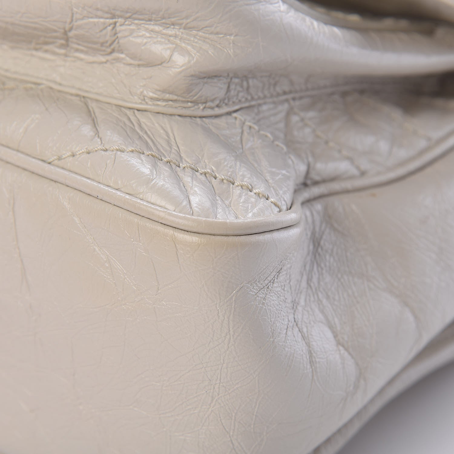 Saint Laurent Crinkled Calfskin Matelasse Monogram Medium Niki Chain Satchel Ivory 11 of 14
