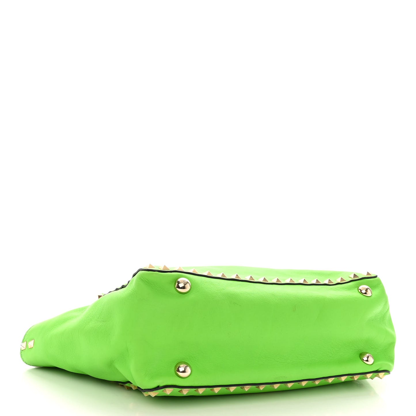 Vitello Small Rockstud Tote Green Fluo