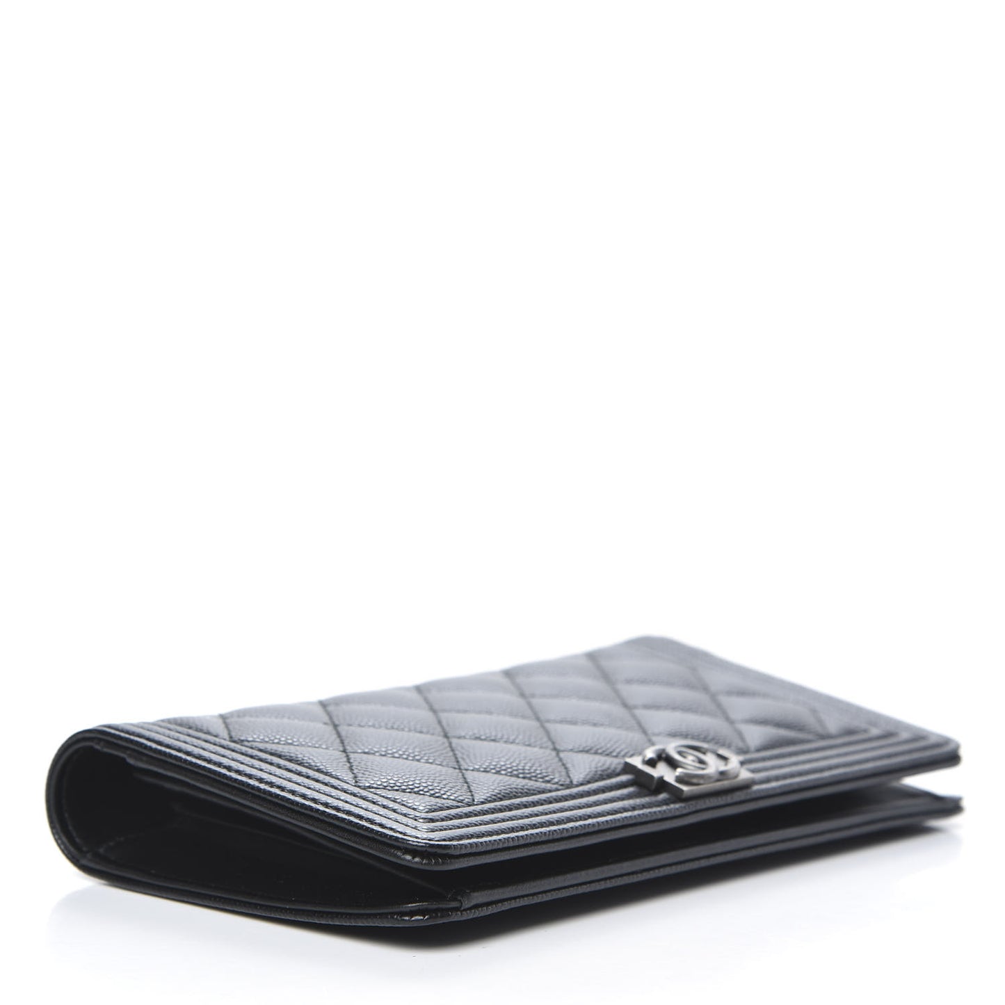 Caviar Quilted Boy Yen Wallet Black