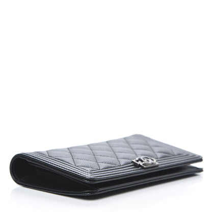 Chanel Caviar Quilted Boy Yen Wallet Black 4 of 9