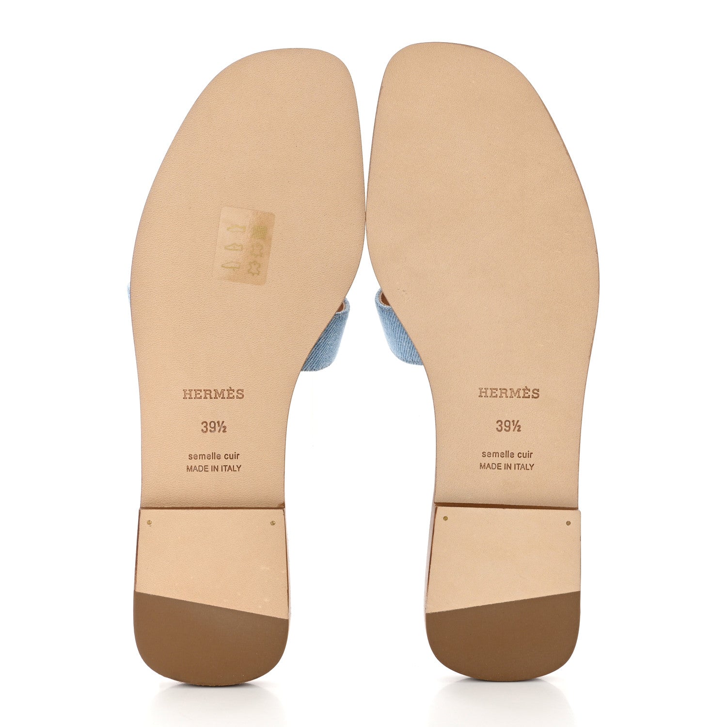 Hermes Denim Canvas Oran Sandals 39.5 Bleu Clair 5 of 9