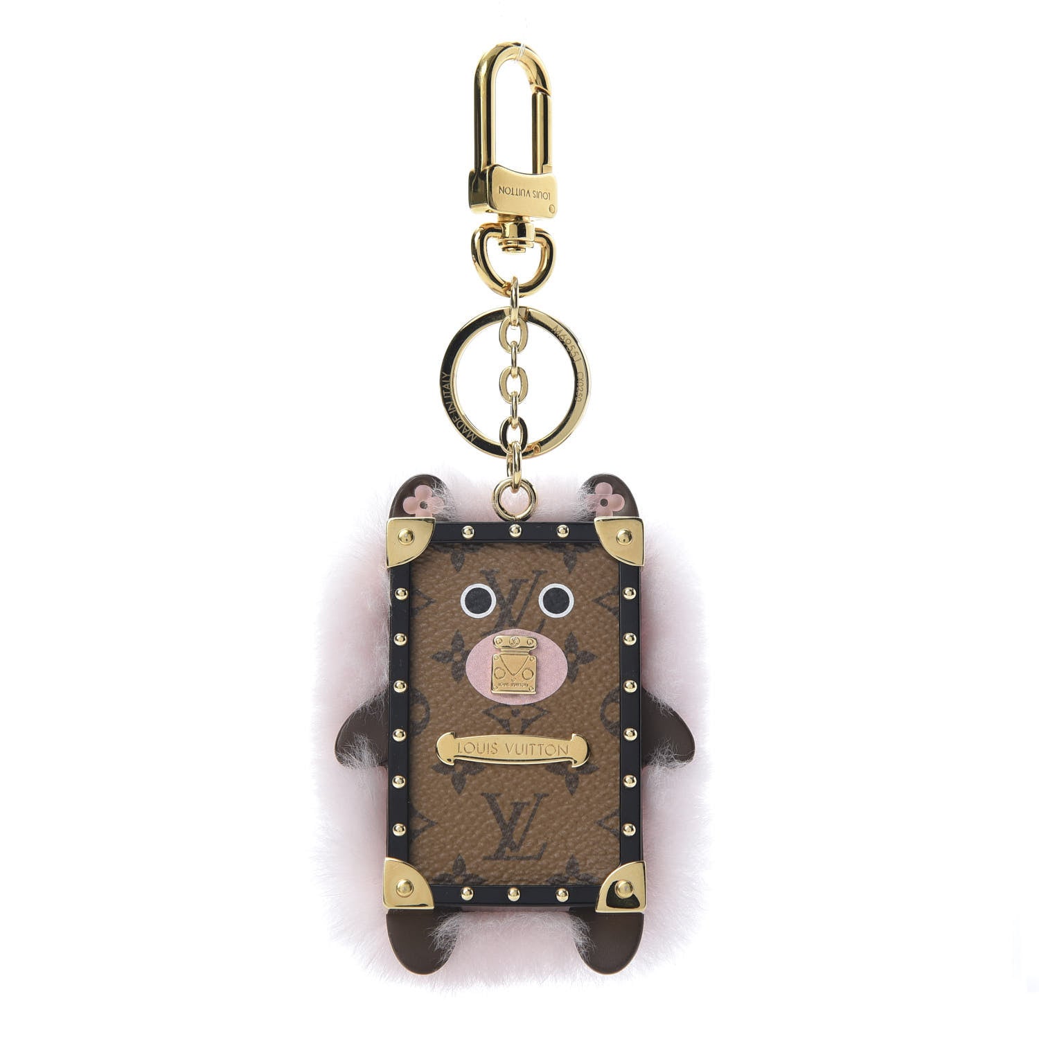 Louis Vuitton Mink Fur Reverse Monogram Eye-Trunk Bear Bag Charm Key Holder 1 of 5