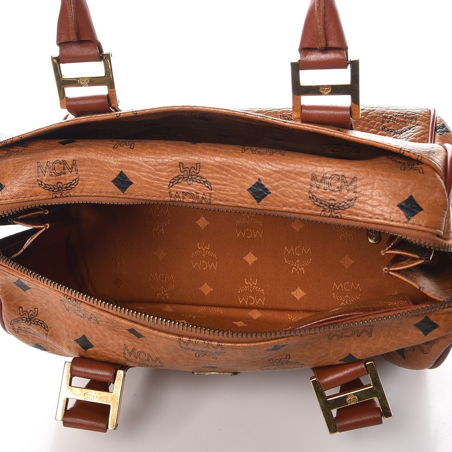 MCM Visetos Boston Bag Cognac 5 of 23