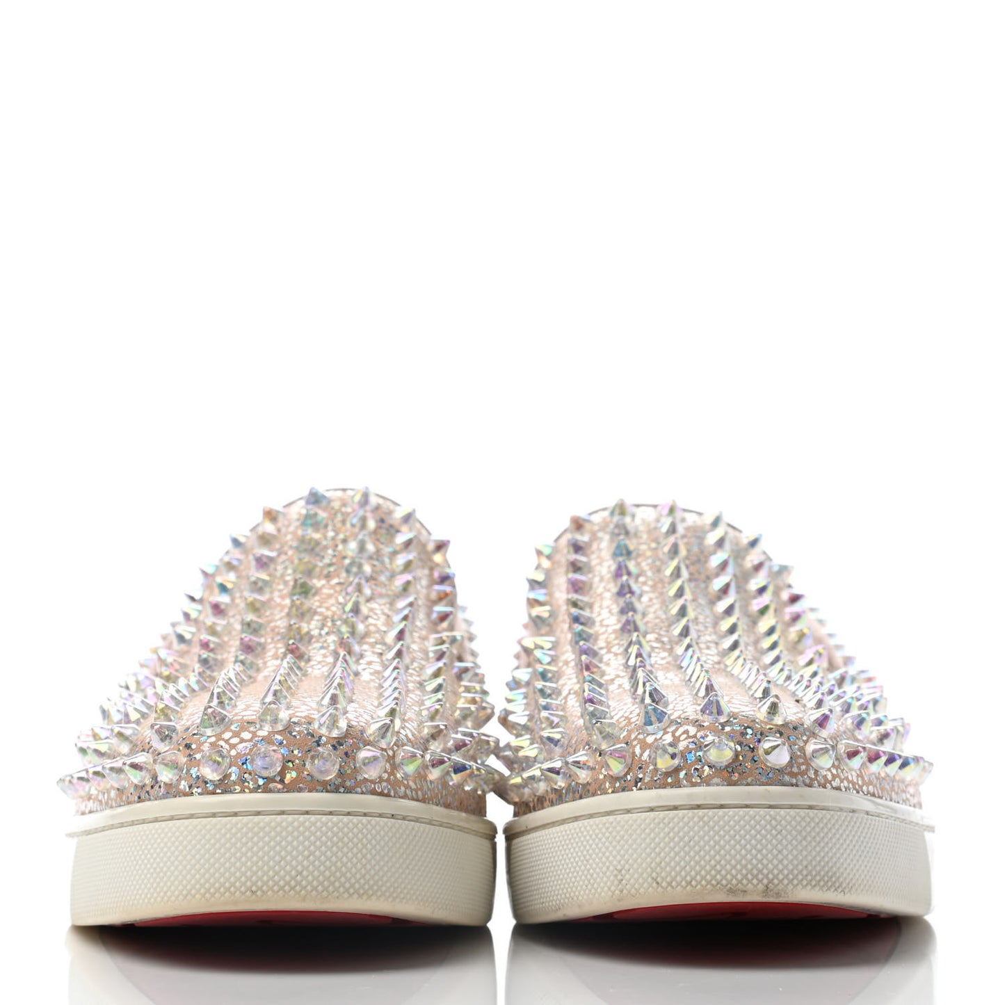 Glitter Spikes Womens Roller Boat Flat 37.5 Silver