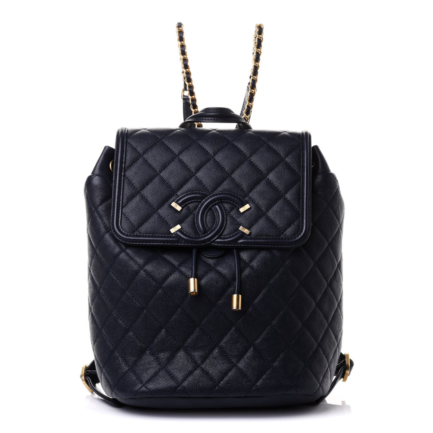 Caviar Quilted Filigree Backpack Navy