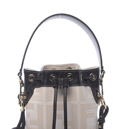 Fendi Canvas Vitello King F is Fendi FF Embroidered Mini Mon Tresor Bucket Bag Grezzo Black 9 of 11