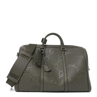Gucci Piuma Calfskin Jumbo GG Embossed Large Duffle Bag Dark Vintage Olive 1 of 9