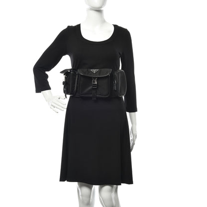 Prada Tessuto Nylon Saffiano Marsupio Triple Pocket Belt Bag Black 2 of 12