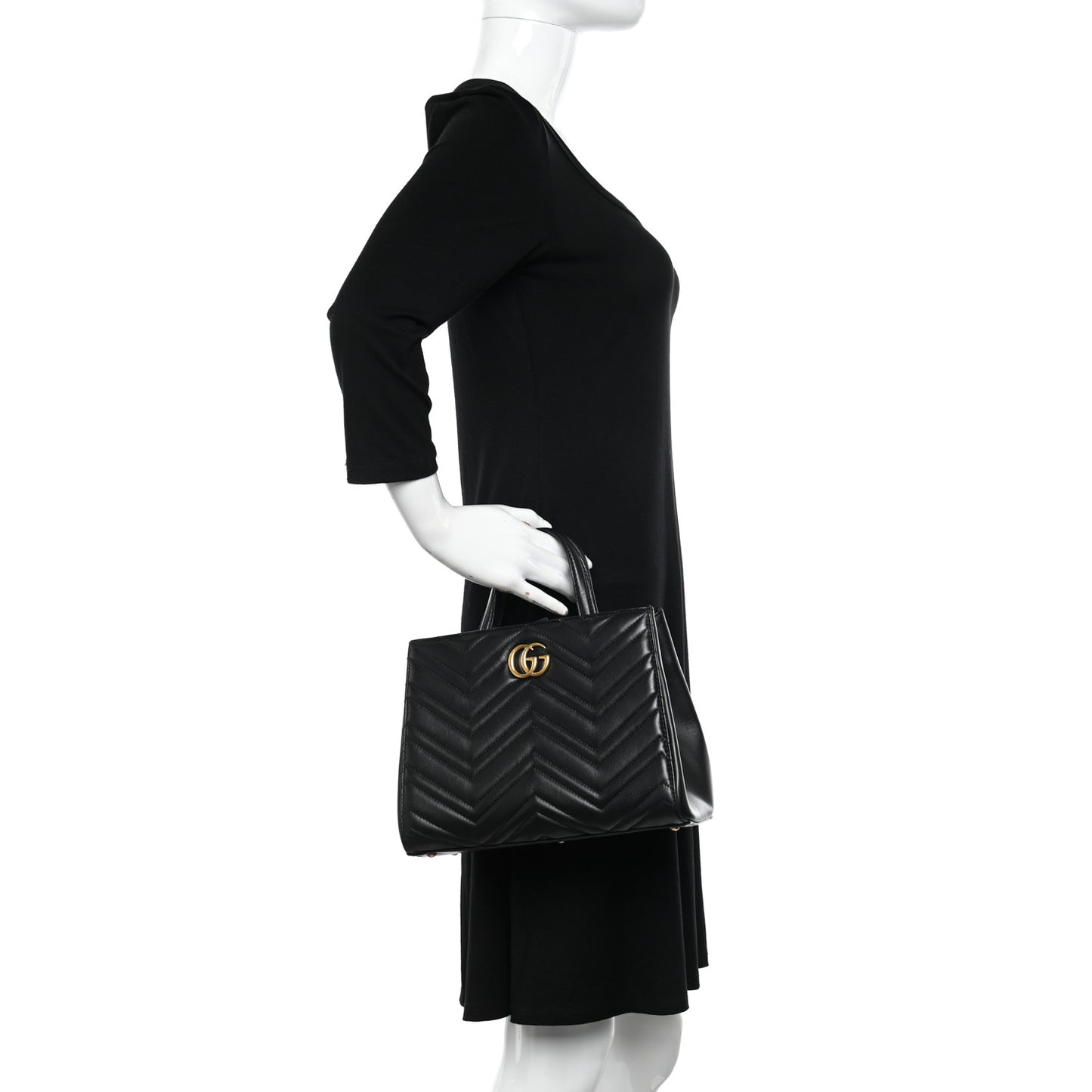 Calfskin Matelasse Small GG Marmont Tote Black