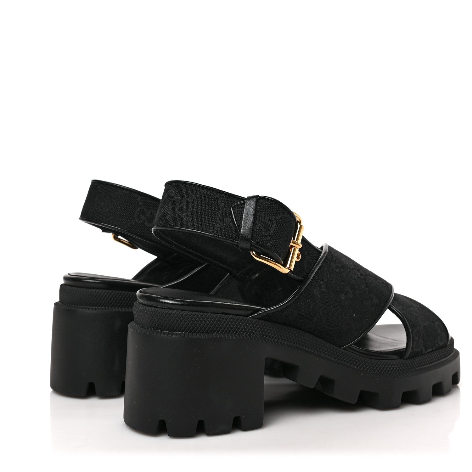 Gucci Monogram Granada Kid Trip 40/72mm Lug Sole Sandals 38 Black 4 of 8