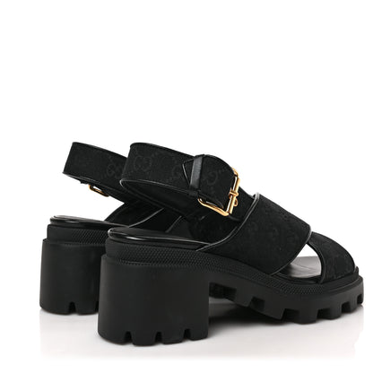 Gucci Monogram Granada Kid Trip 40/72mm Lug Sole Sandals 38 Black 4 of 8