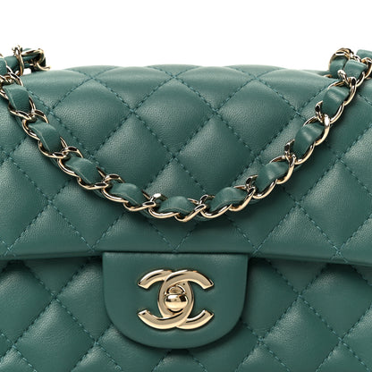 Chanel Lambskin Quilted Mini Rectangular Flap Dark Green 9 of 12