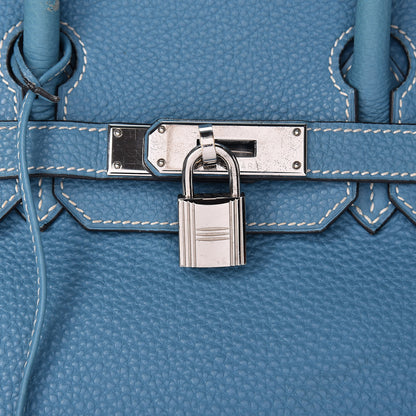 Hermes Taurillon Clemence Birkin 30 Blue Jean 41 of 51