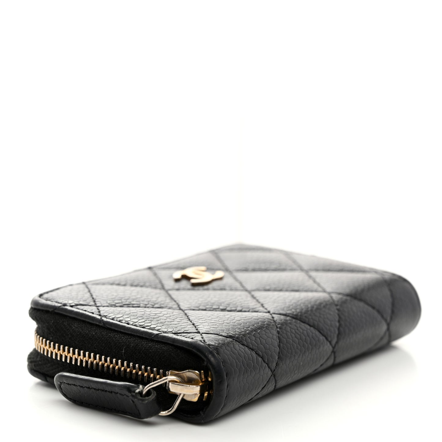 Caviar Quilted Zip Coin Purse Black