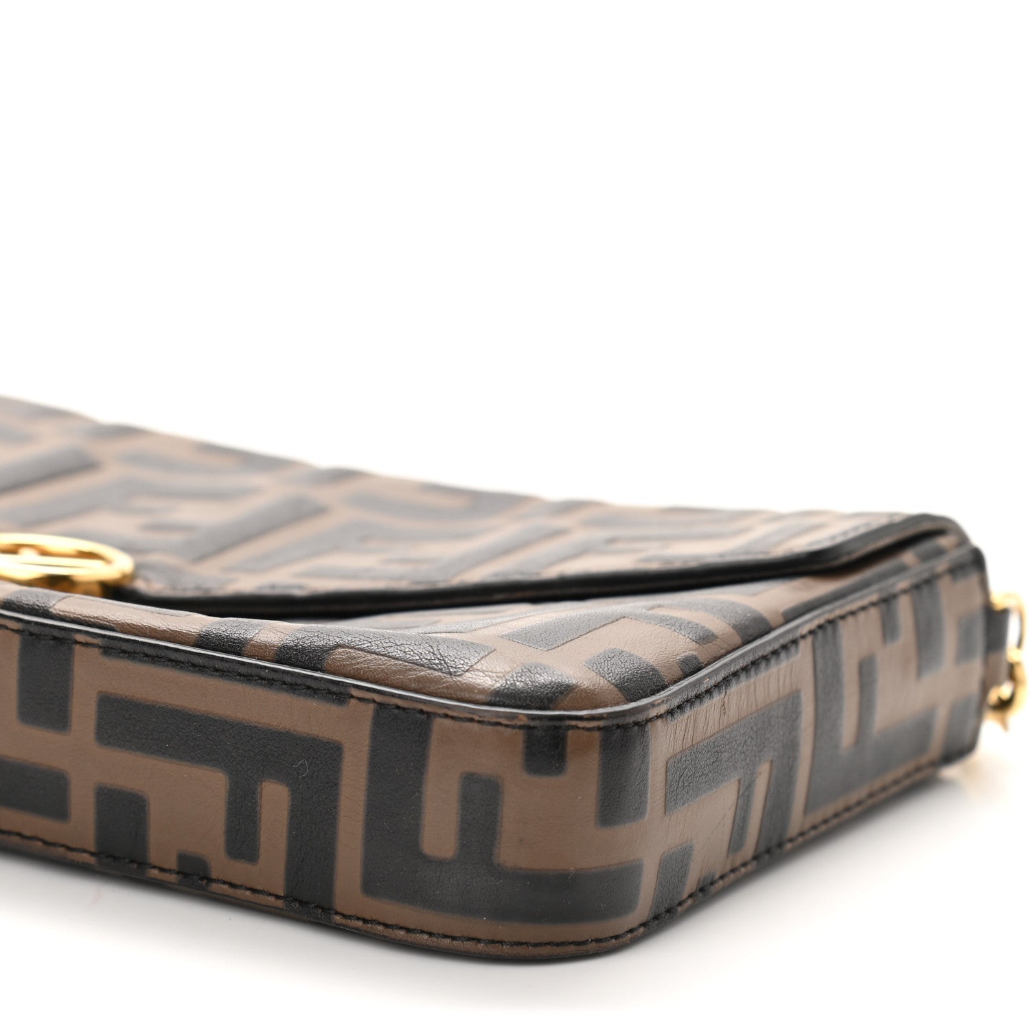 Fendi Vitello Soft F is Fendi Bi-Color FF 1974 Embossed Envelope Wallet on Chain Maya Black 10 of 11