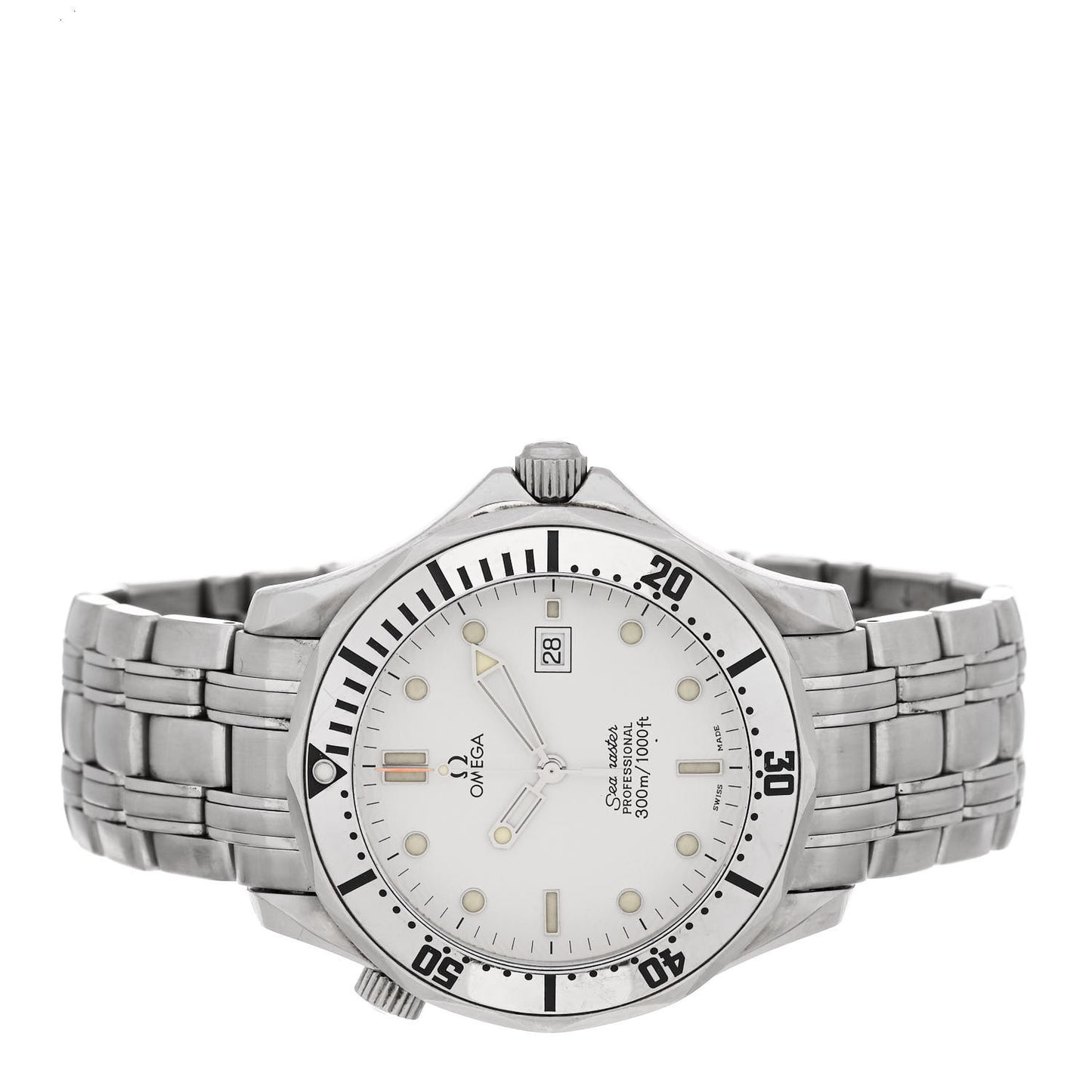 Stainless Steel 41mm Seamaster Quartz Watch White 2542.20.00