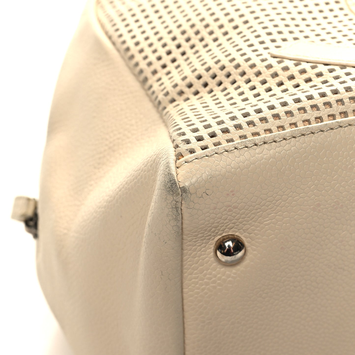 Caviar Perforated Bowler Beige