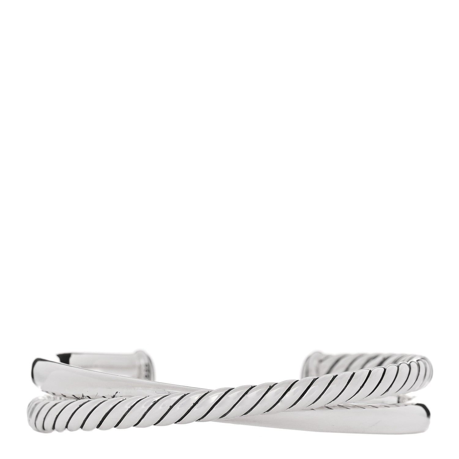 David Yurman Sterling Silver 11mm Crossover 2 Row Cuff Bracelet 1 of 3