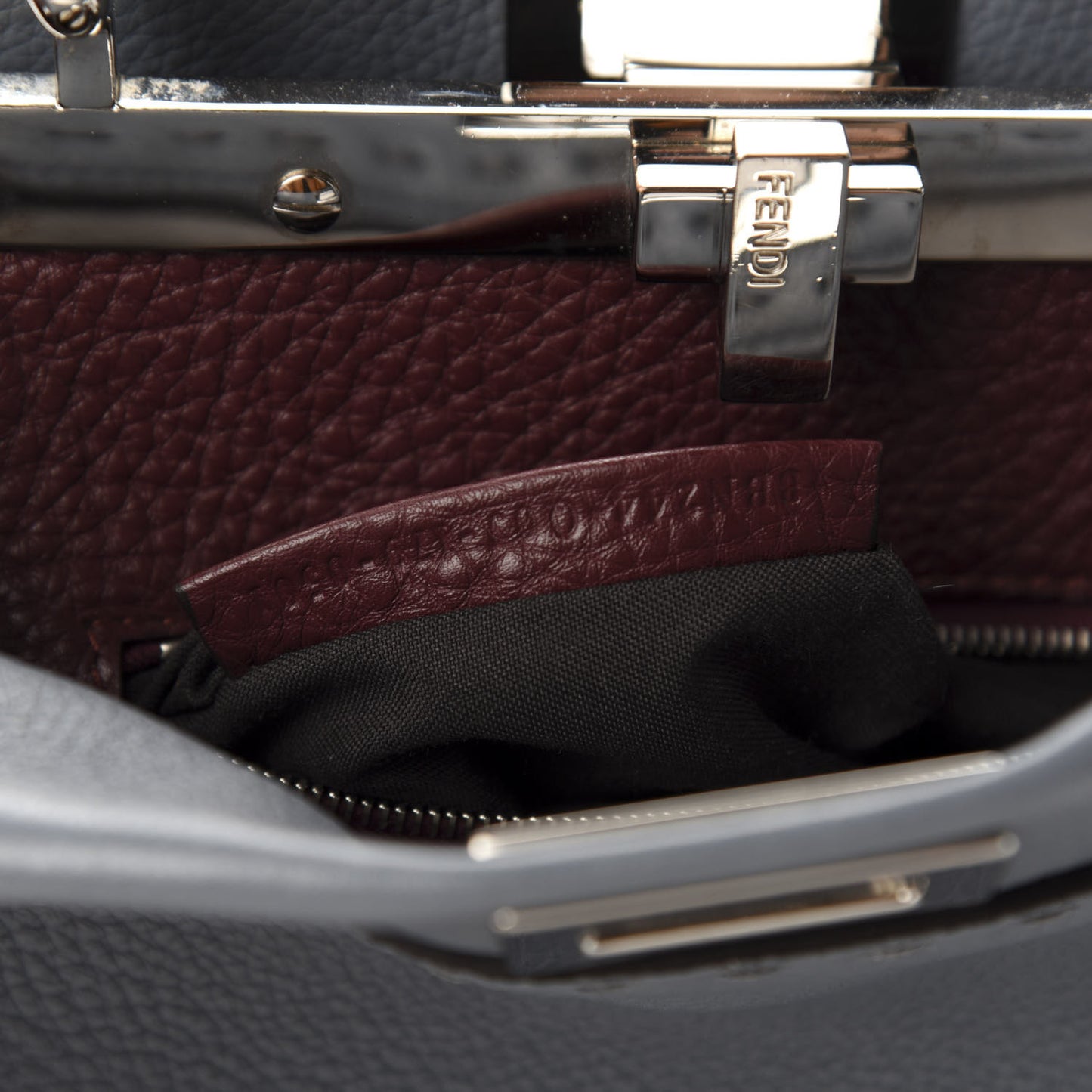 Calfskin Romano Selleria Bi-Color Mini Peekaboo Iconic Satchel Tempesta Bordeaux