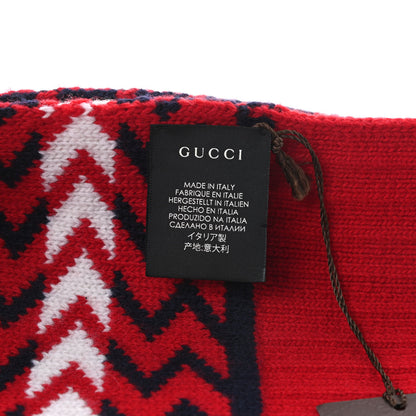 Gucci Wool Zigzag Scarf White Red Blue 4 of 4