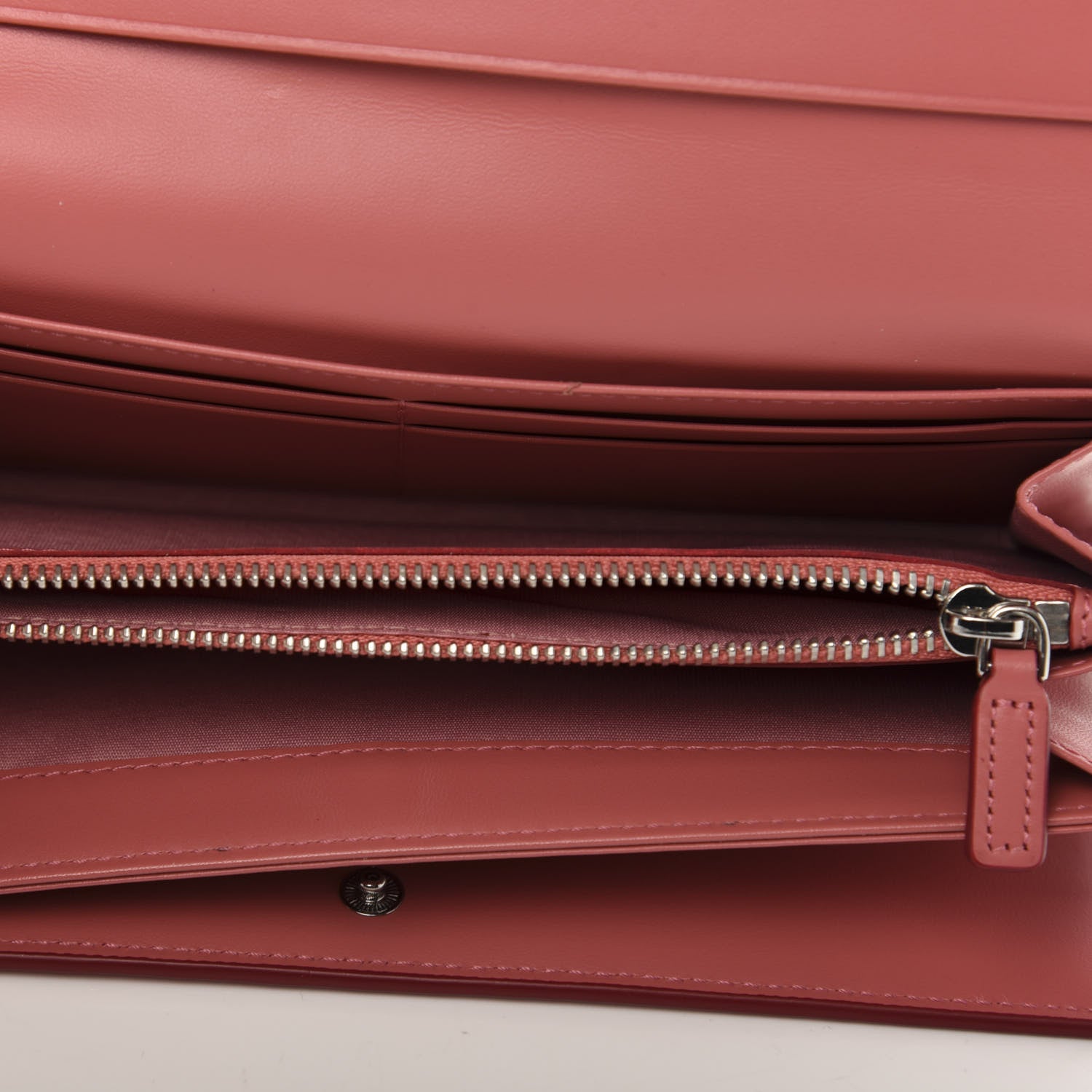 MCM Grained Calfskin Large Tri-Fold Flap Wallet Coral Blush 7 of 7