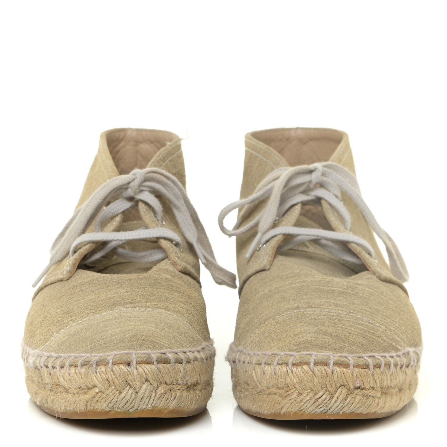 Chanel Striated Suede Espadrilles Sneakers 37 Light Grey 3 of 11