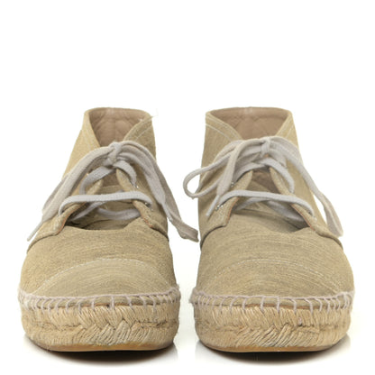 Chanel Striated Suede Espadrilles Sneakers 37 Light Grey 3 of 11