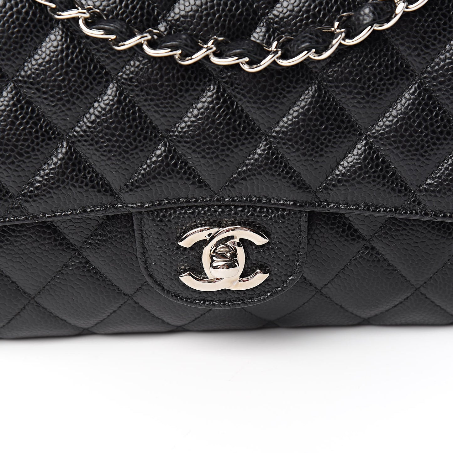 Caviar Quilted Medium Double Flap Black