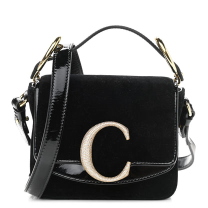 Chloe Velvet Crystal Mini C Double Carry Black 1 of 9