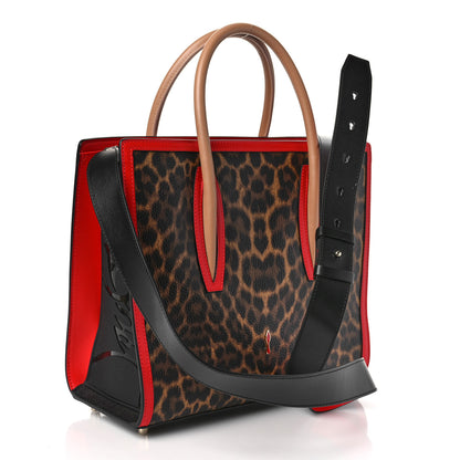 Christian Louboutin Calfskin Leopard Spiked Medium Paloma Red 2 of 7