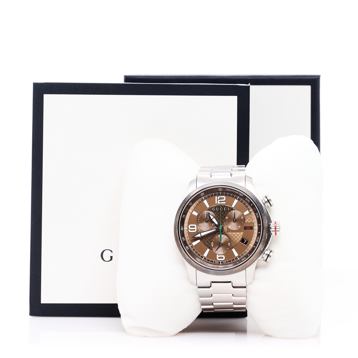 グッチ時計　109L　ブラウンGG柄　レディース Gucci Stainless Steel Canvas 38mm G-Timeless GG Supreme Bee Quartz