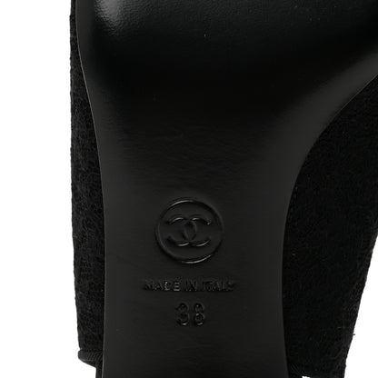 Chanel Lace Camellia CC Slingback Pumps 38 Black 7 of 9