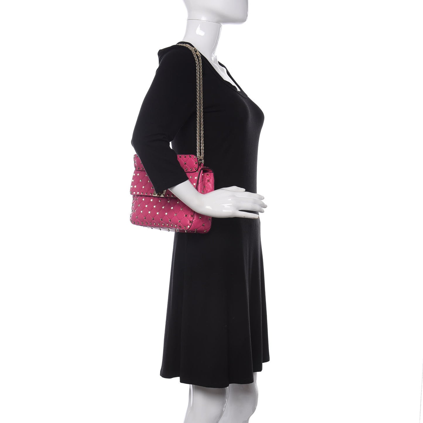 Nappa Medium Rockstud Spike Shoulder Bag Pink Orchid